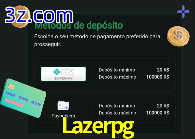 O cassino Lazerpg oferece uma grande variedade de métodos de pagamento